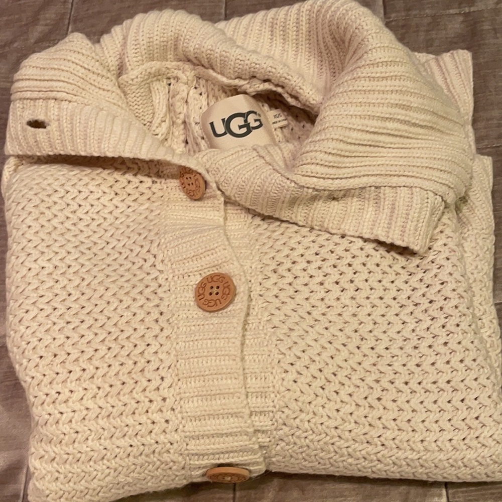 UGG Cream Sweater Cape Buttondown Poncho - Picture 13 of 13